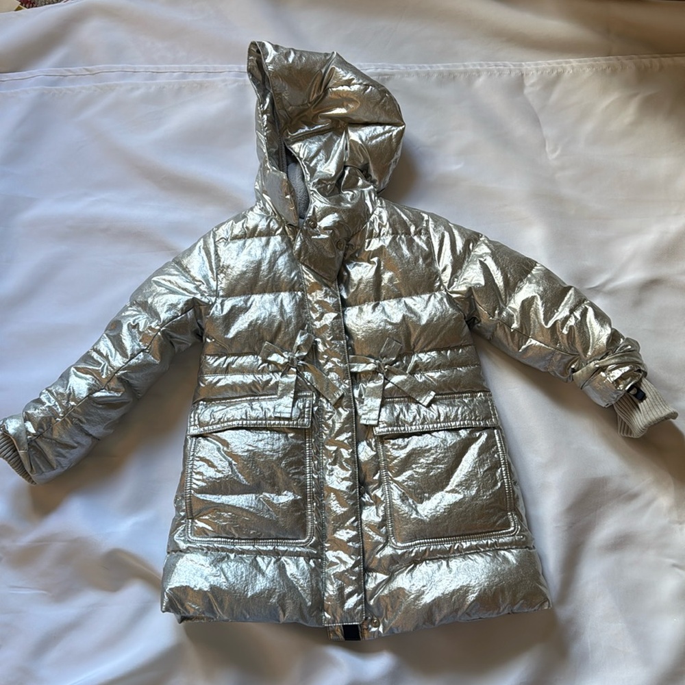 Crew cuts JCrew Kids silver puffer jacket size 4-5